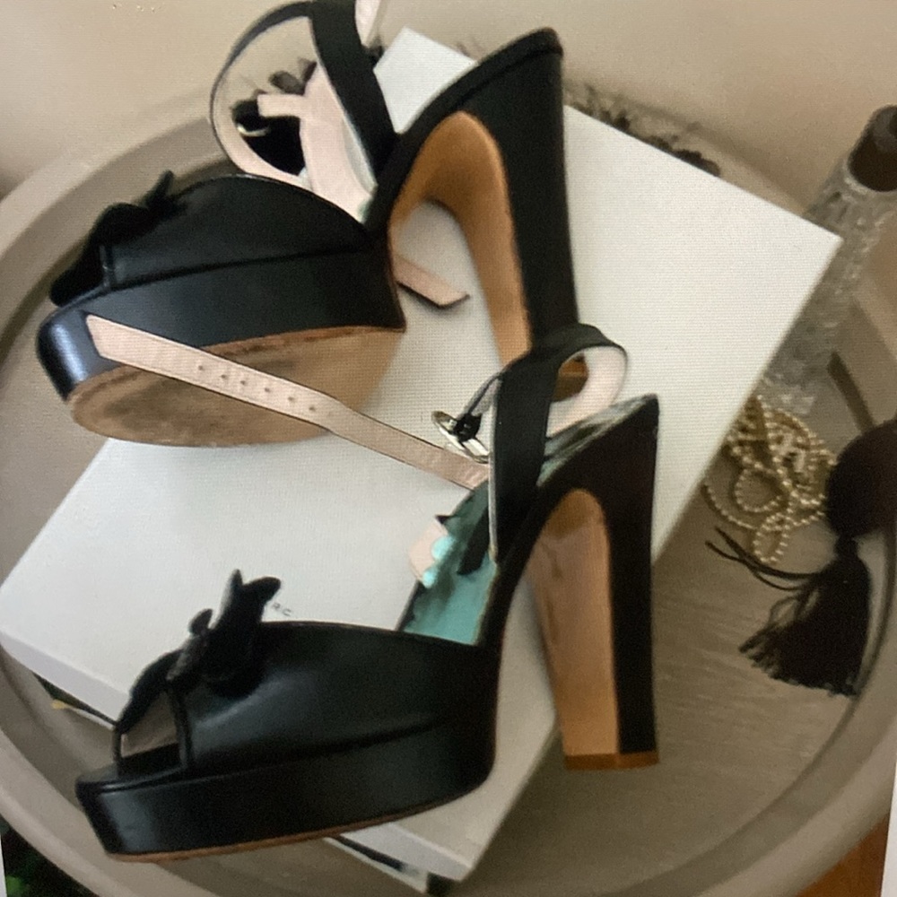 Marc Jacobs Sexy Black Leather Butterfly Platform Sandals Made in Italy 🇮🇹 - Picture 2 of 9